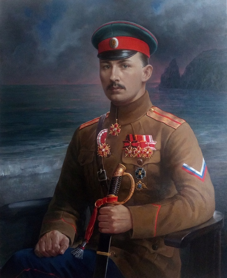 Портрет моего отца сделан с фотографии на фоне Крым ( исход белой армии)